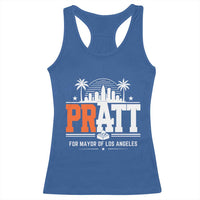 Pratt for Mayor of Los Angeles Retro Skyline Graphic Racerback Tank Top Support Local Leadership LA City California Pride