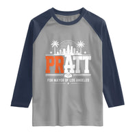Pratt for Mayor of Los Angeles Retro Skyline Graphic Raglan Shirt Support Local Leadership LA City California Pride