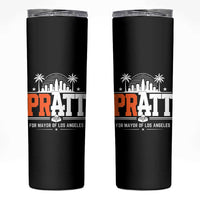 Pratt for Mayor of Los Angeles Retro Skyline Graphic Skinny Tumbler Support Local Leadership LA City California Pride