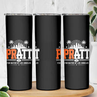 Pratt for Mayor of Los Angeles Retro Skyline Graphic Skinny Tumbler Support Local Leadership LA City California Pride