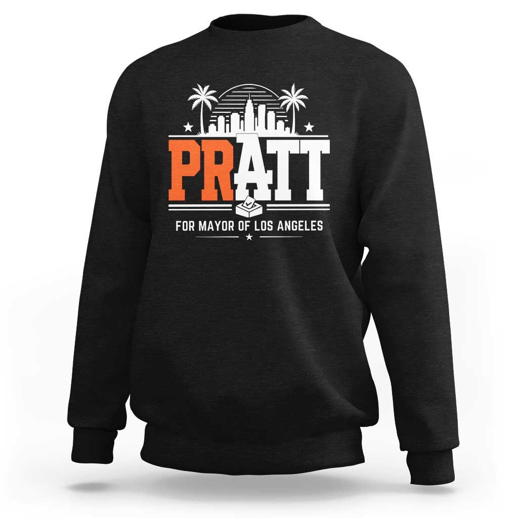 Pratt for Mayor of Los Angeles Retro Skyline Graphic Sweatshirt Support Local Leadership LA City California Pride