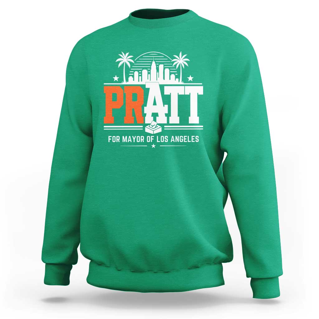 Pratt for Mayor of Los Angeles Retro Skyline Graphic Sweatshirt Support Local Leadership LA City California Pride