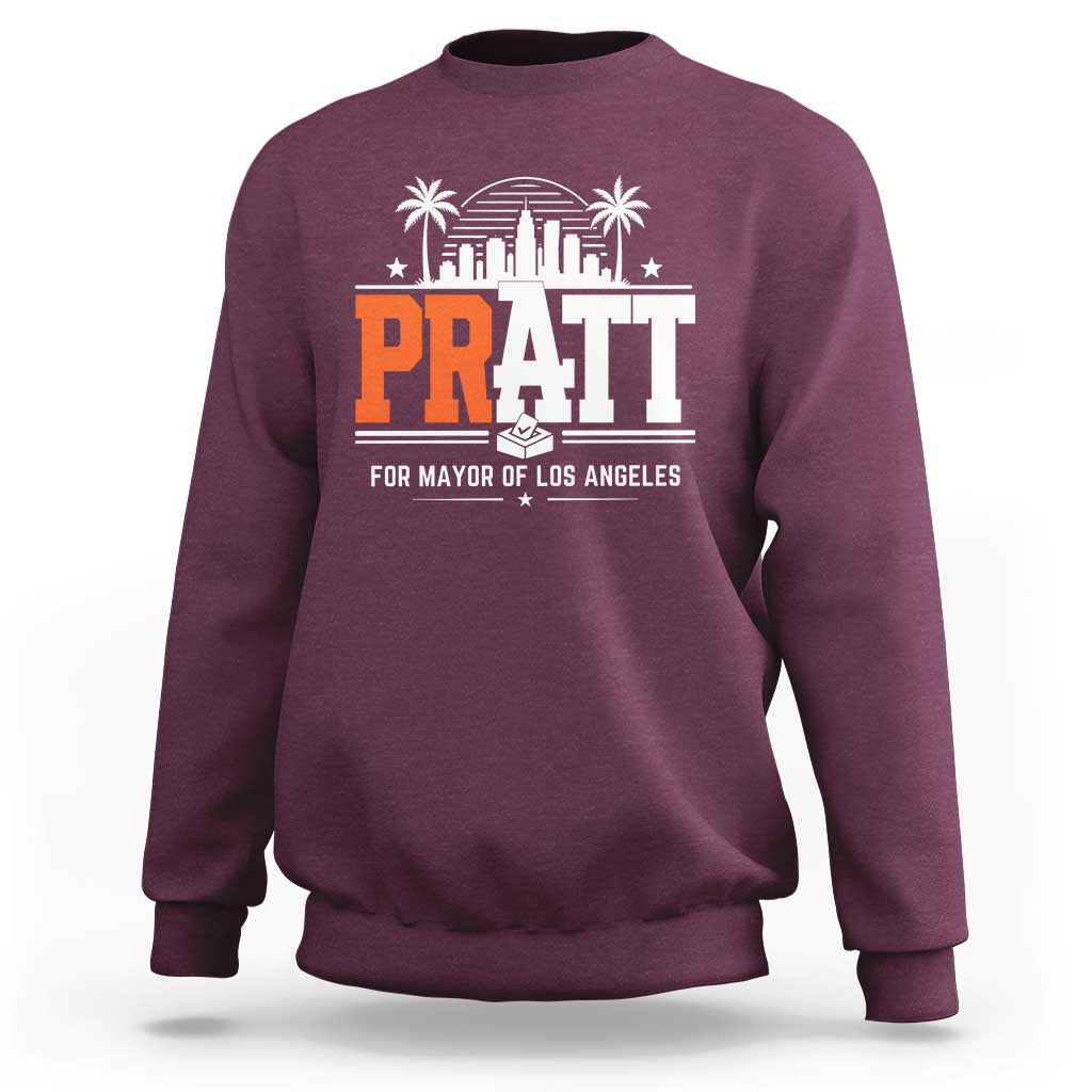 Pratt for Mayor of Los Angeles Retro Skyline Graphic Sweatshirt Support Local Leadership LA City California Pride