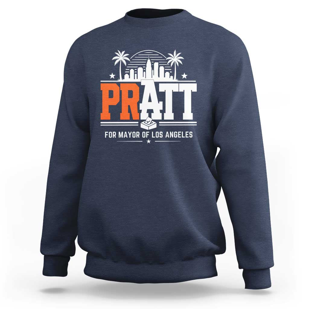 Pratt for Mayor of Los Angeles Retro Skyline Graphic Sweatshirt Support Local Leadership LA City California Pride