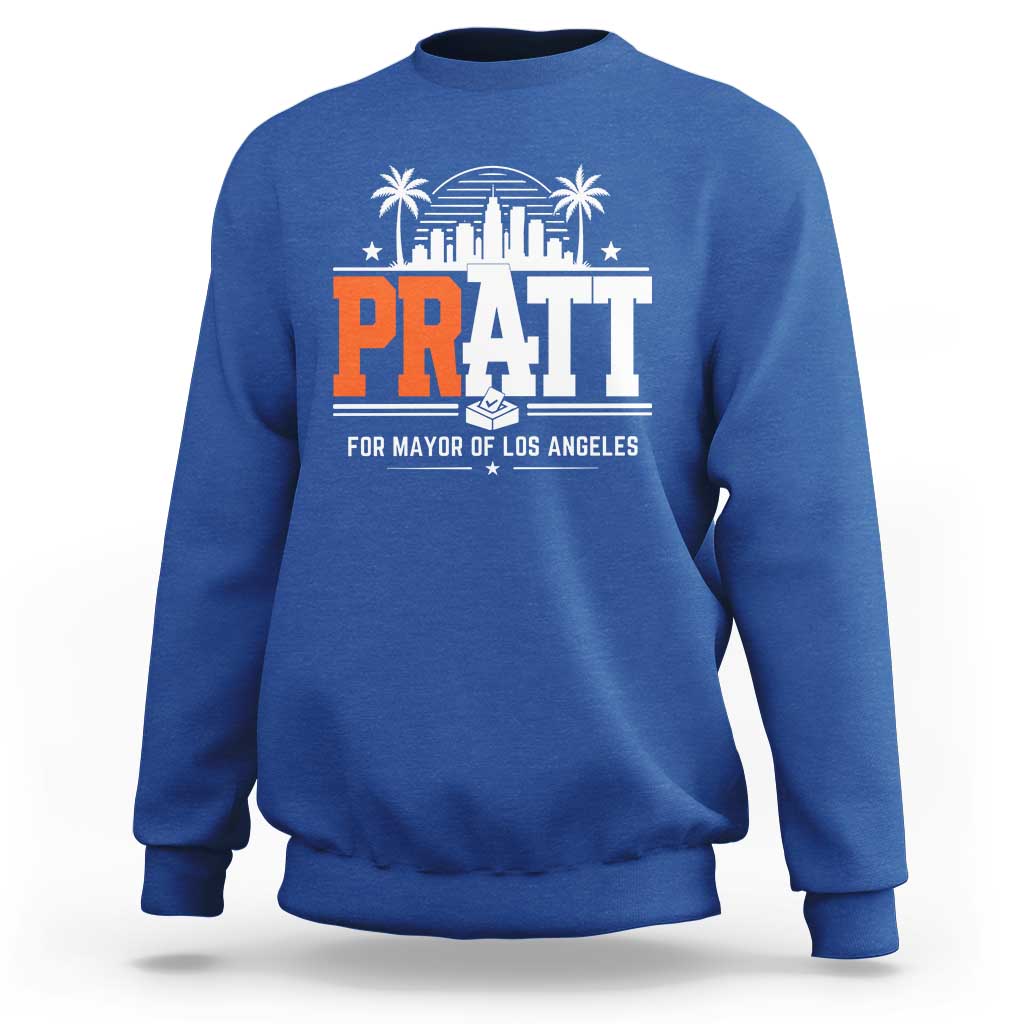 Pratt for Mayor of Los Angeles Retro Skyline Graphic Sweatshirt Support Local Leadership LA City California Pride