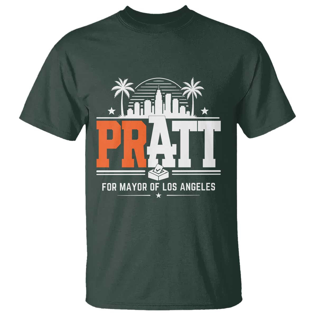 Pratt for Mayor of Los Angeles Retro Skyline Graphic T Shirt Support Local Leadership LA City California Pride