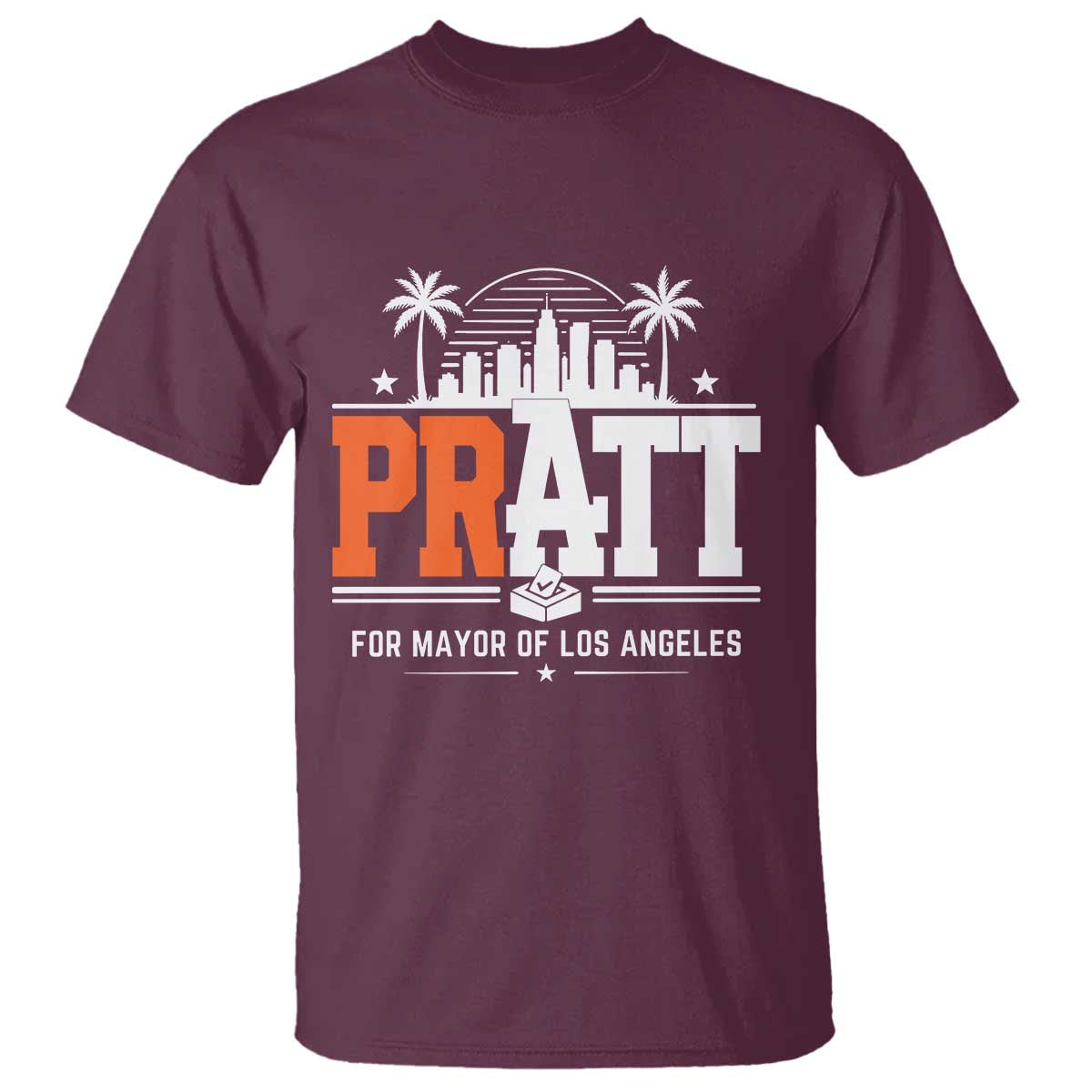 Pratt for Mayor of Los Angeles Retro Skyline Graphic T Shirt Support Local Leadership LA City California Pride