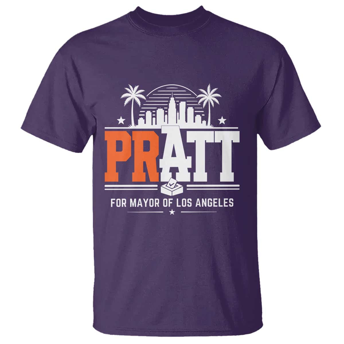 Pratt for Mayor of Los Angeles Retro Skyline Graphic T Shirt Support Local Leadership LA City California Pride