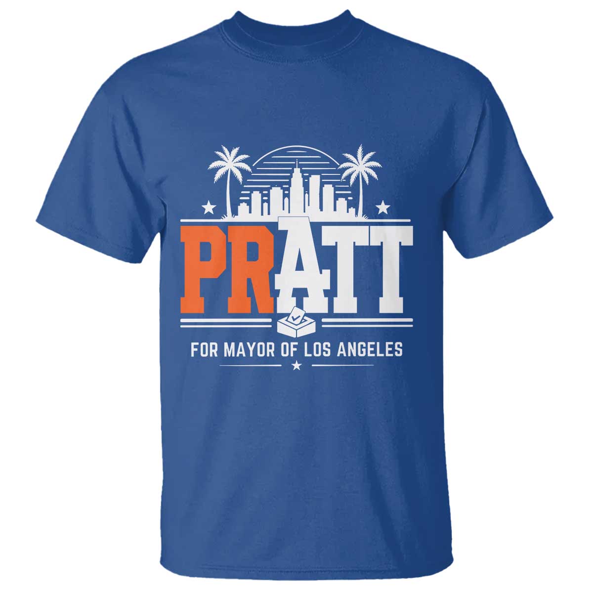Pratt for Mayor of Los Angeles Retro Skyline Graphic T Shirt Support Local Leadership LA City California Pride