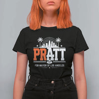 Pratt for Mayor of Los Angeles Retro Skyline Graphic T Shirt For Women Support Local Leadership LA City California Pride