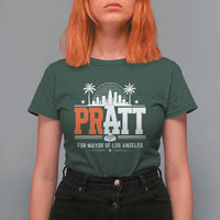 Pratt for Mayor of Los Angeles Retro Skyline Graphic T Shirt For Women Support Local Leadership LA City California Pride