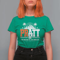 Pratt for Mayor of Los Angeles Retro Skyline Graphic T Shirt For Women Support Local Leadership LA City California Pride