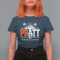 Pratt for Mayor of Los Angeles Retro Skyline Graphic T Shirt For Women Support Local Leadership LA City California Pride