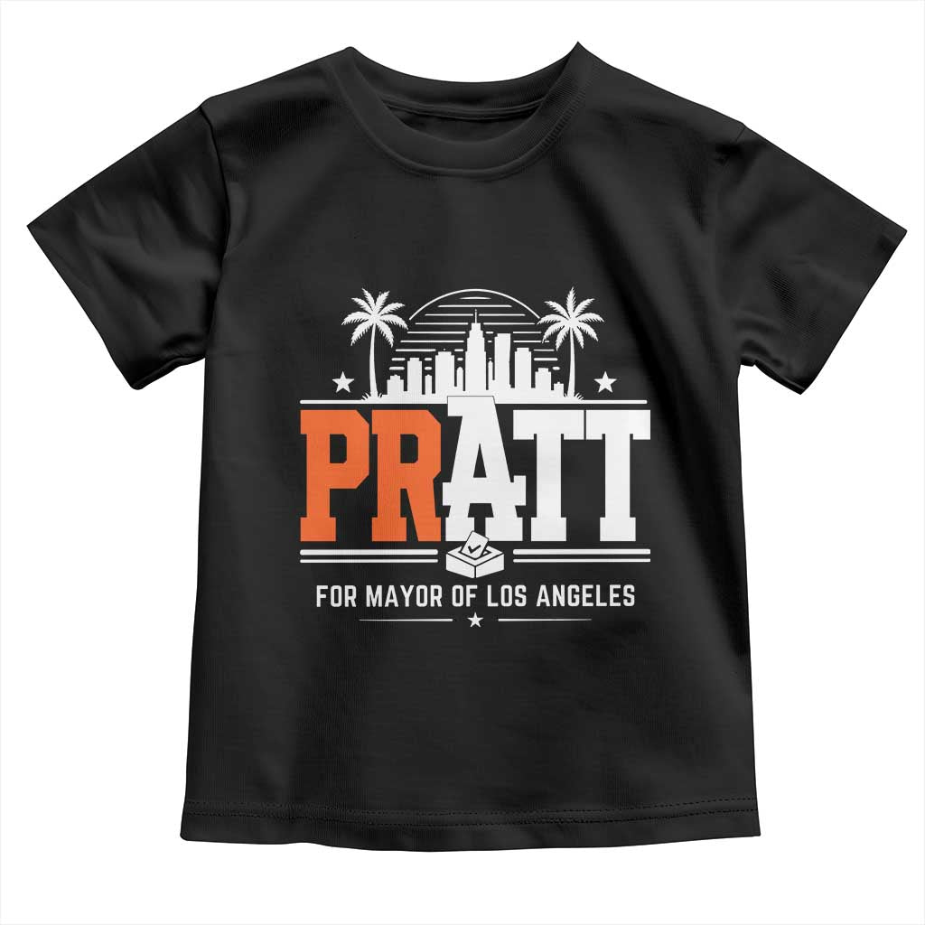 Pratt for Mayor of Los Angeles Retro Skyline Graphic Toddler T Shirt Support Local Leadership LA City California Pride