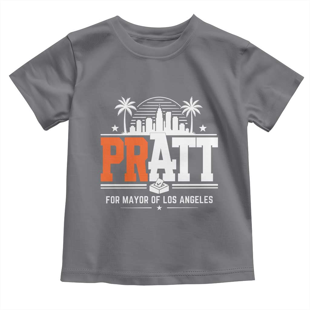 Pratt for Mayor of Los Angeles Retro Skyline Graphic Toddler T Shirt Support Local Leadership LA City California Pride