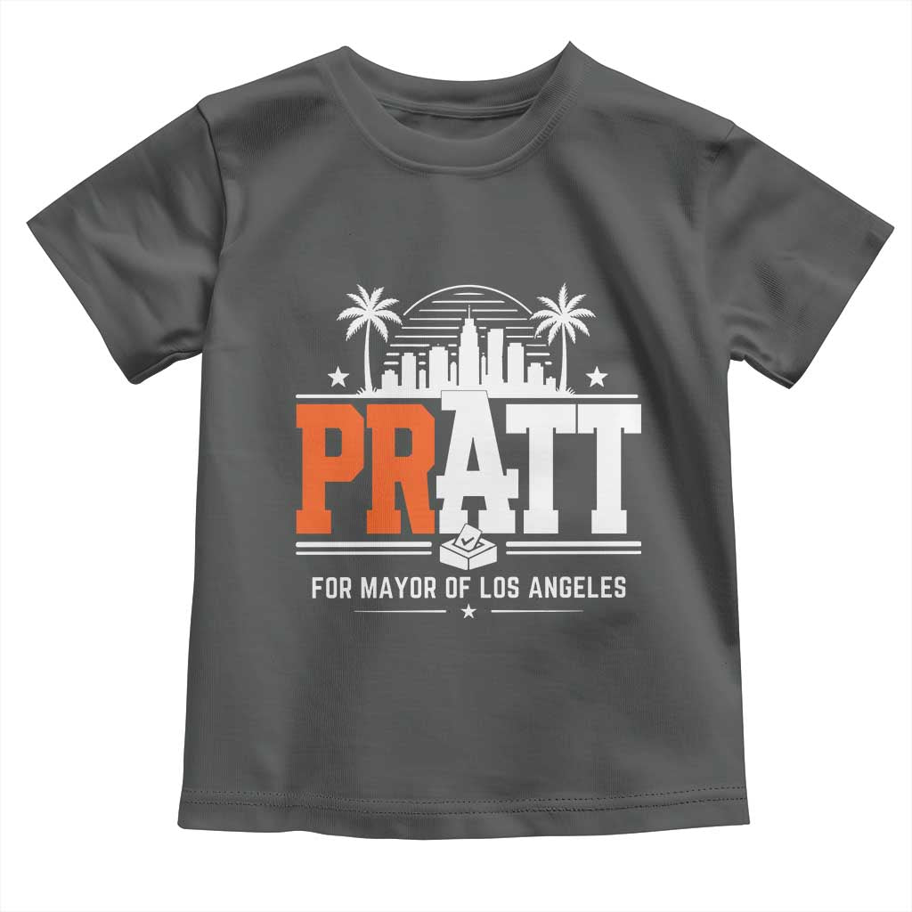 Pratt for Mayor of Los Angeles Retro Skyline Graphic Toddler T Shirt Support Local Leadership LA City California Pride