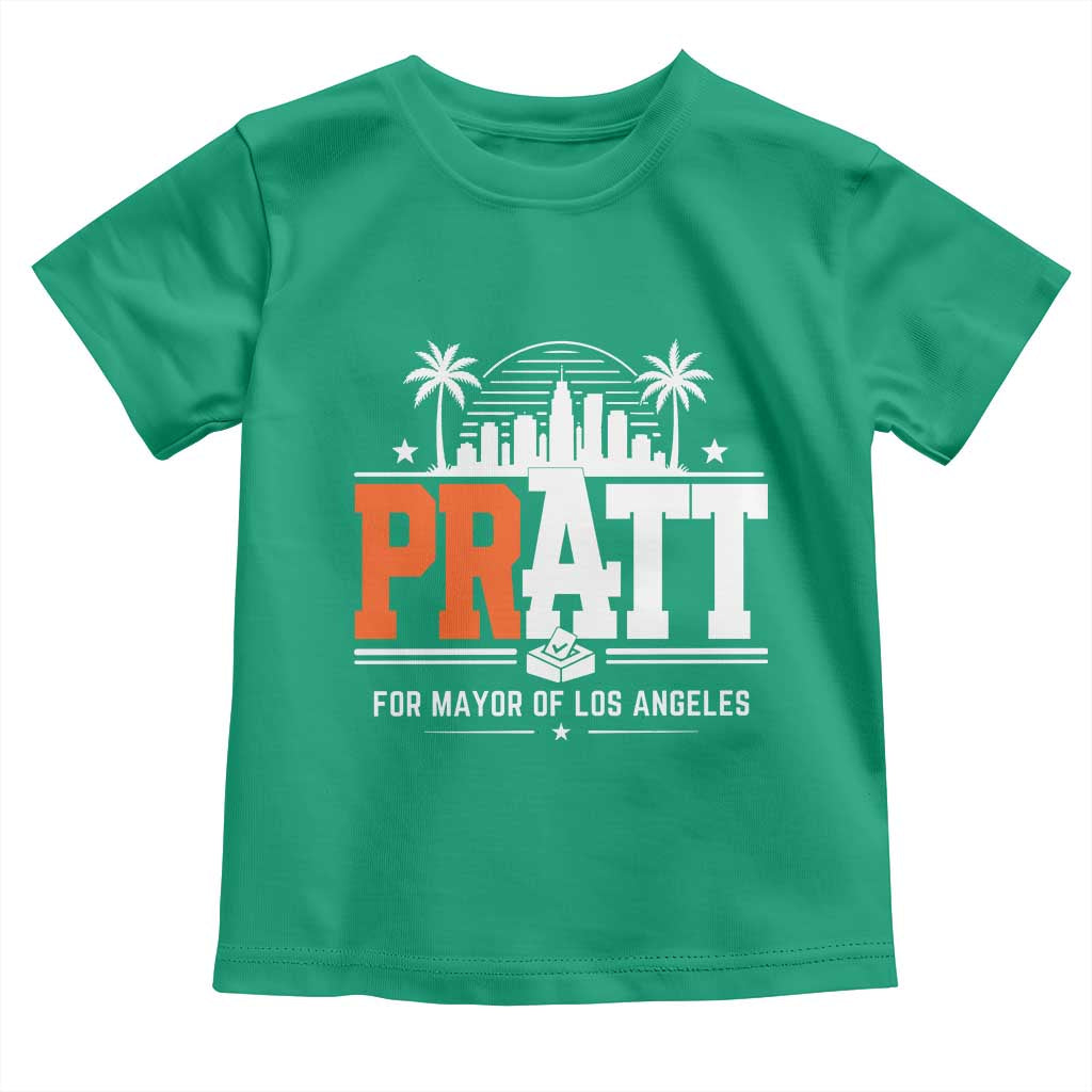 Pratt for Mayor of Los Angeles Retro Skyline Graphic Toddler T Shirt Support Local Leadership LA City California Pride