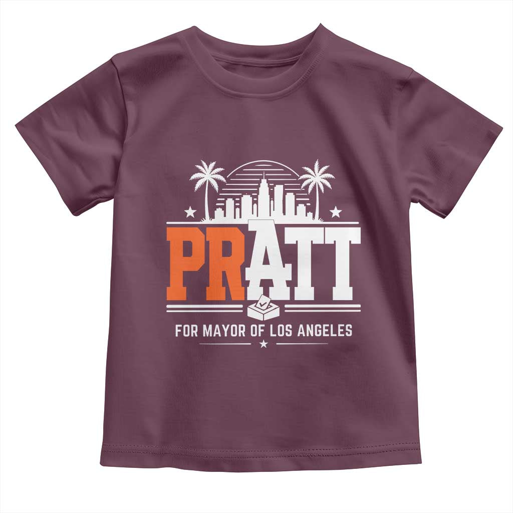 Pratt for Mayor of Los Angeles Retro Skyline Graphic Toddler T Shirt Support Local Leadership LA City California Pride