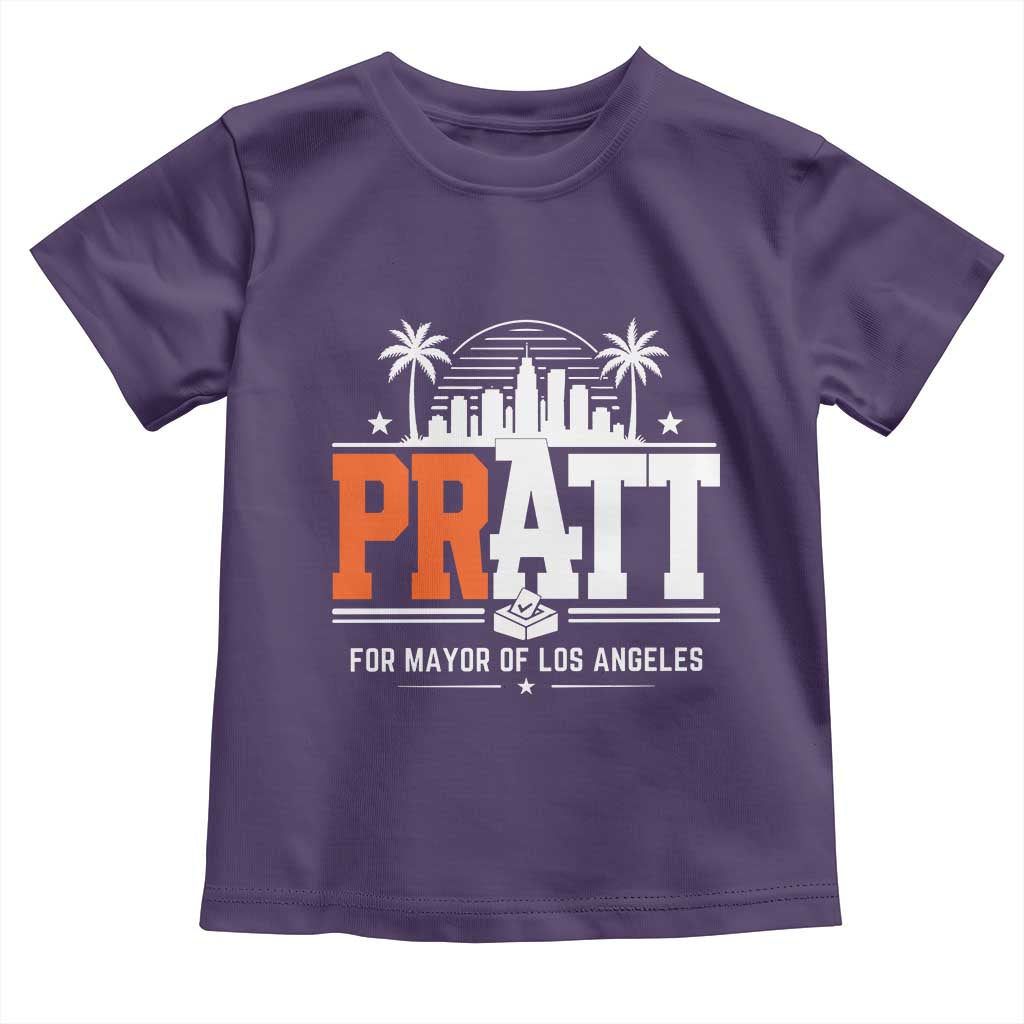 Pratt for Mayor of Los Angeles Retro Skyline Graphic Toddler T Shirt Support Local Leadership LA City California Pride