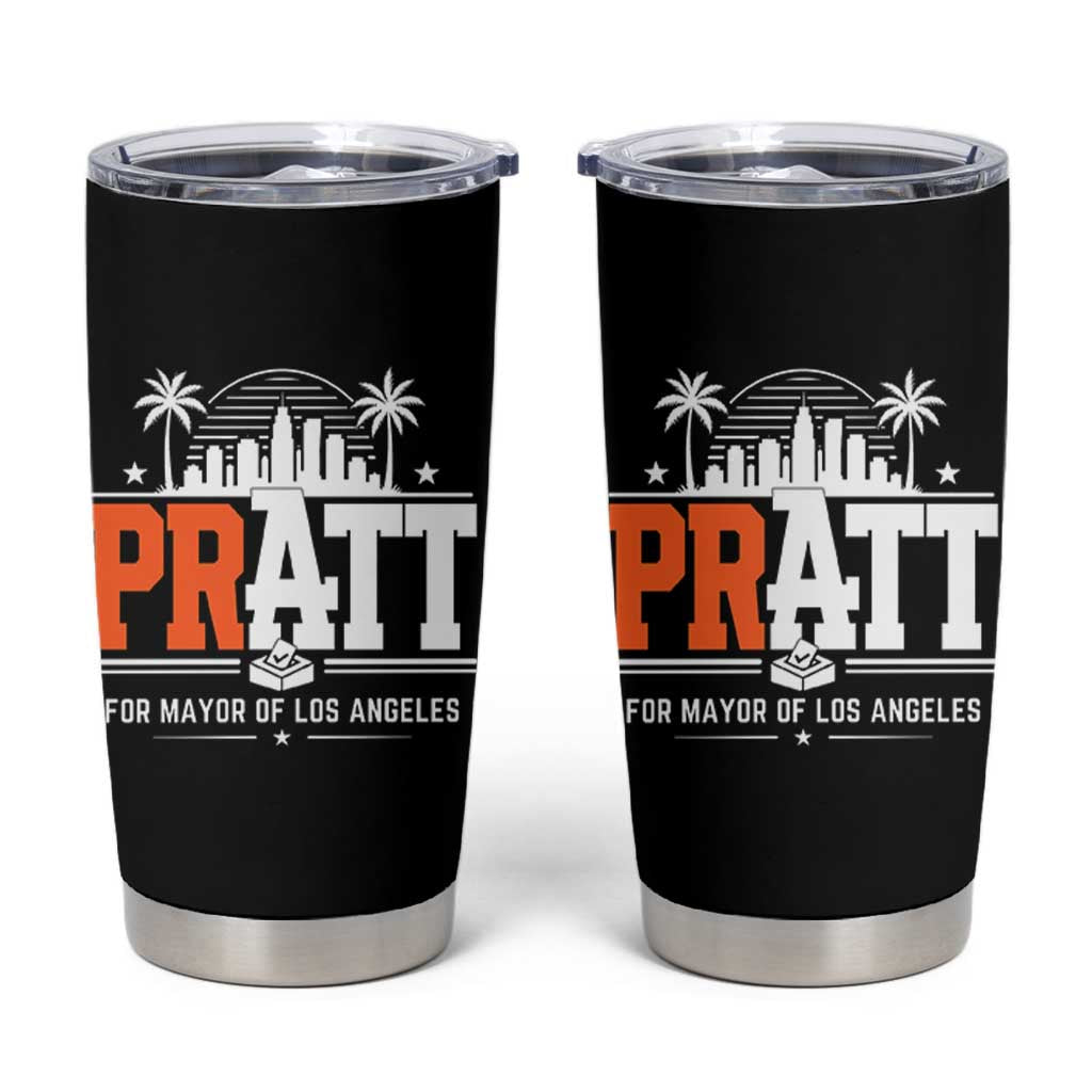 Pratt for Mayor of Los Angeles Retro Skyline Graphic Tumbler Cup Support Local Leadership LA City California Pride