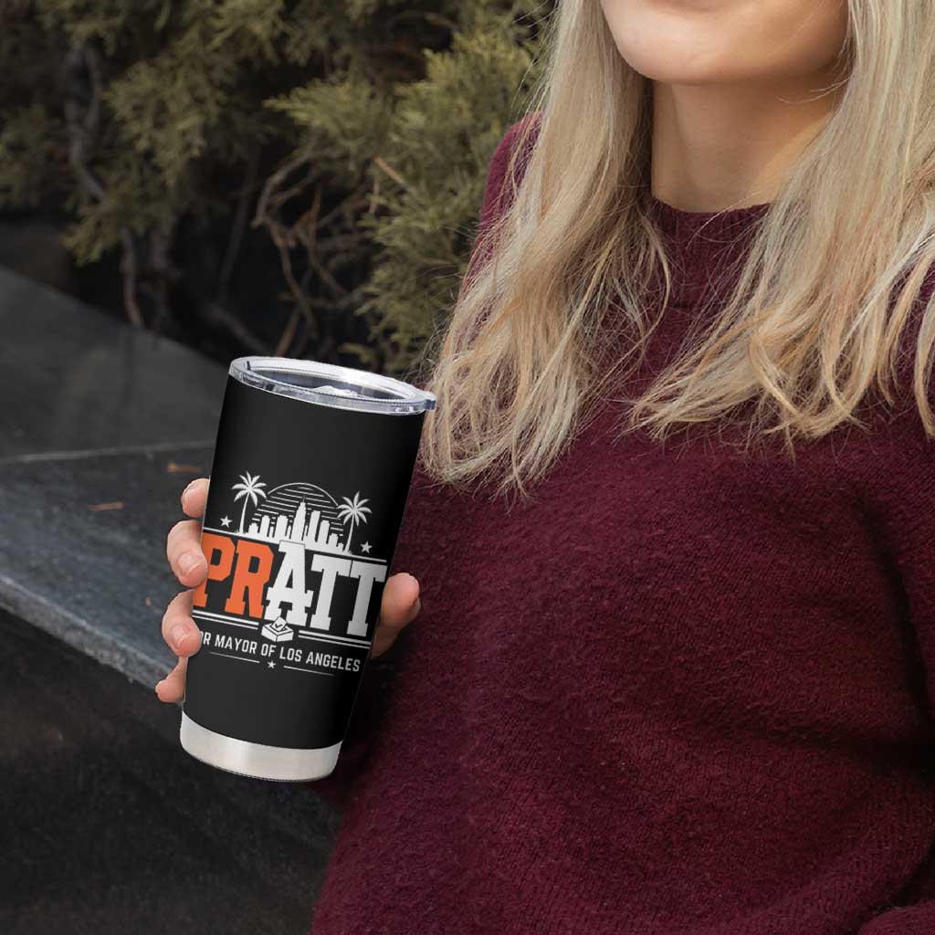 Pratt for Mayor of Los Angeles Retro Skyline Graphic Tumbler Cup Support Local Leadership LA City California Pride