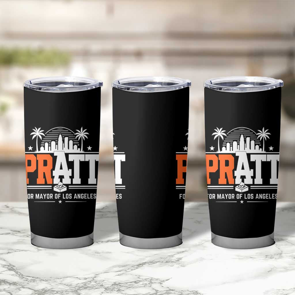 Pratt for Mayor of Los Angeles Retro Skyline Graphic Tumbler Cup Support Local Leadership LA City California Pride