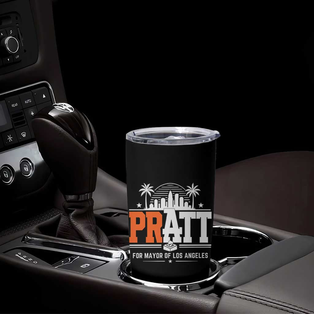 Pratt for Mayor of Los Angeles Retro Skyline Graphic Tumbler Cup Support Local Leadership LA City California Pride