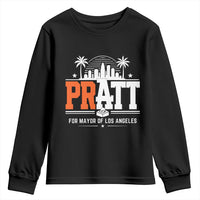 Pratt for Mayor of Los Angeles Retro Skyline Graphic Youth Sweatshirt Support Local Leadership LA City California Pride
