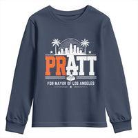 Pratt for Mayor of Los Angeles Retro Skyline Graphic Youth Sweatshirt Support Local Leadership LA City California Pride