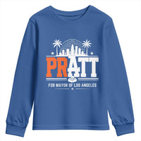 Pratt for Mayor of Los Angeles Retro Skyline Graphic Youth Sweatshirt Support Local Leadership LA City California Pride
