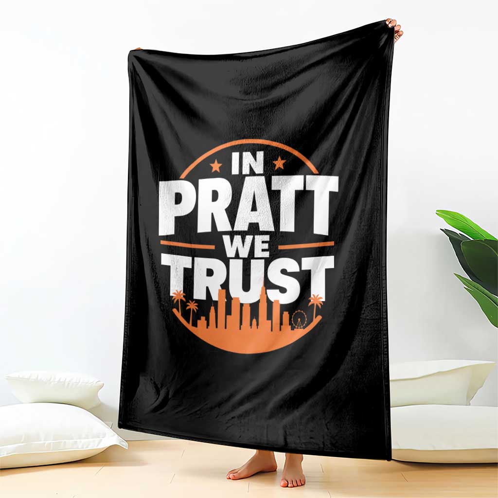 In Pratt We Trust Los Angeles Skyline Graphic Throw Blanket Patriotic LA City California Pride Local Leadership