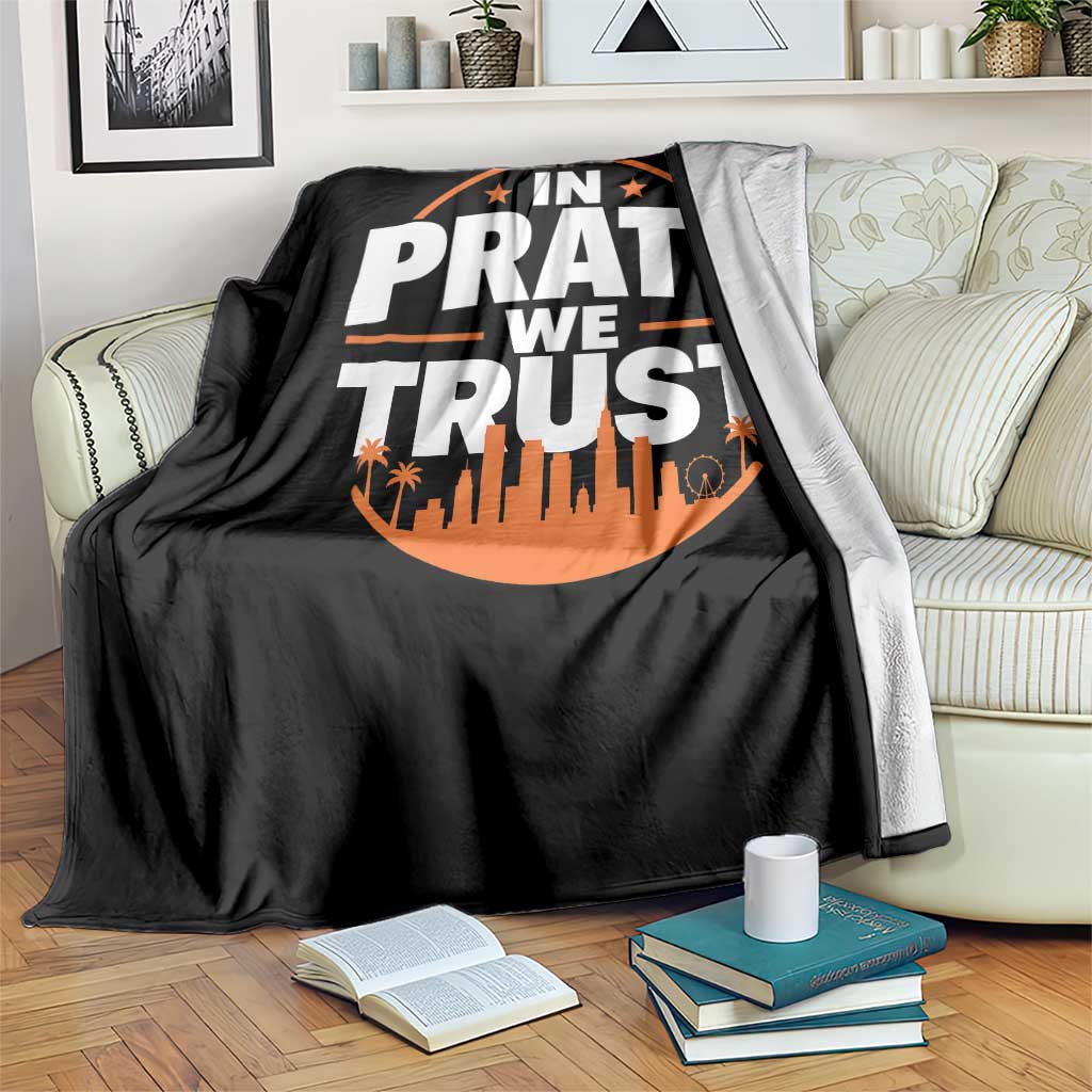In Pratt We Trust Los Angeles Skyline Graphic Throw Blanket Patriotic LA City California Pride Local Leadership