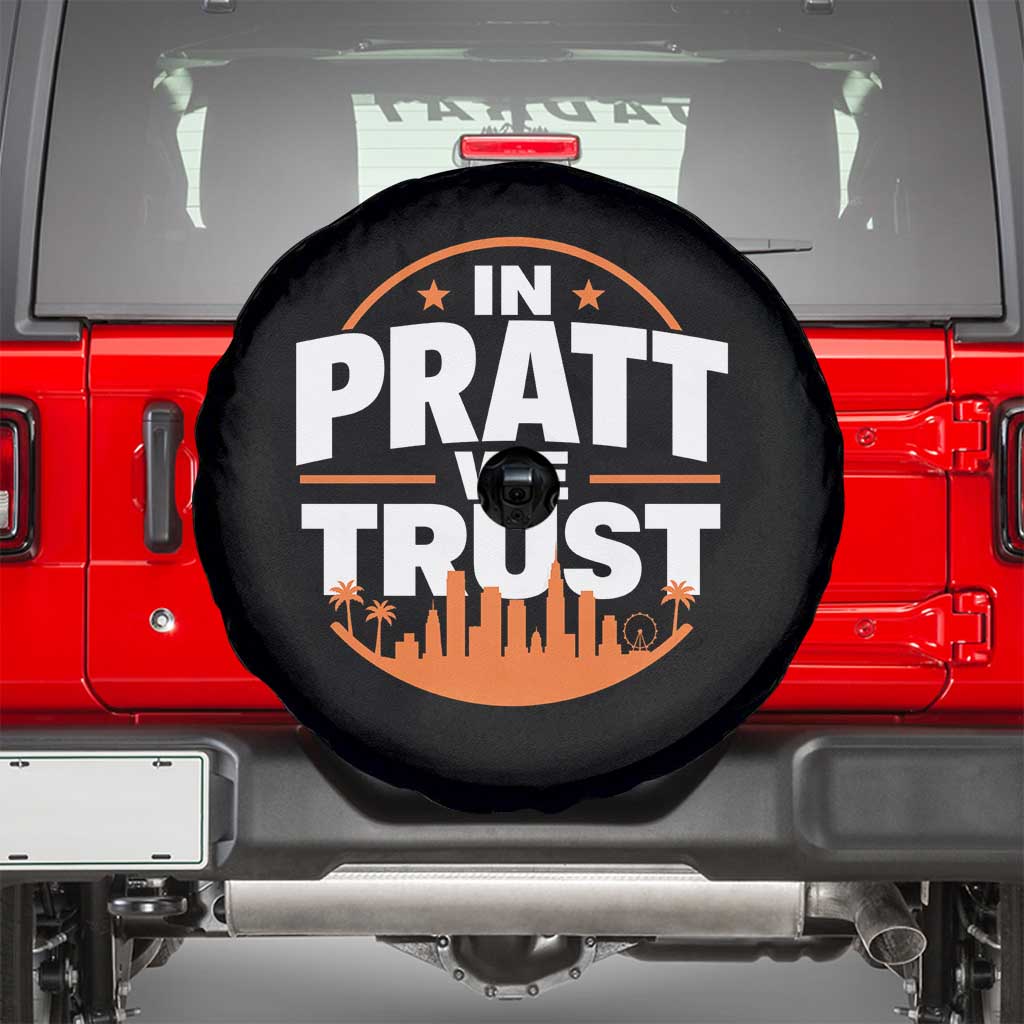 In Pratt We Trust Los Angeles Skyline Graphic Spare Tire Cover Patriotic LA City California Pride Local Leadership