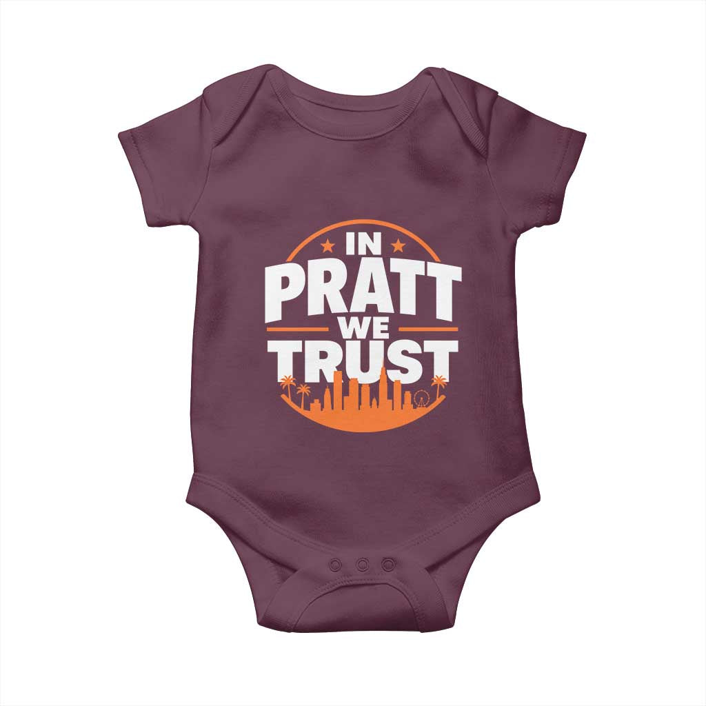 In Pratt We Trust Los Angeles Skyline Graphic Baby Onesie Patriotic LA City California Pride Local Leadership
