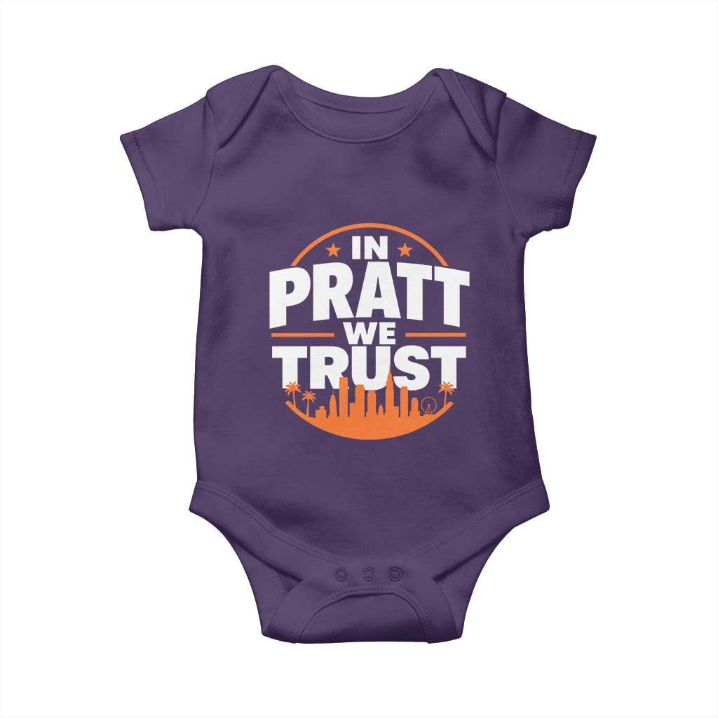 In Pratt We Trust Los Angeles Skyline Graphic Baby Onesie Patriotic LA City California Pride Local Leadership