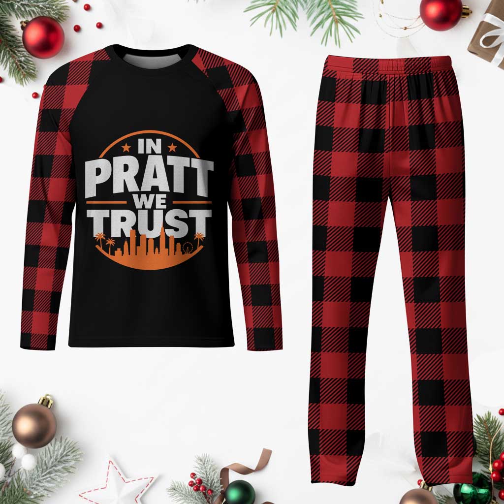 In Pratt We Trust Los Angeles Skyline Graphic Plaid Pajama Set Patriotic LA City California Pride Local Leadership