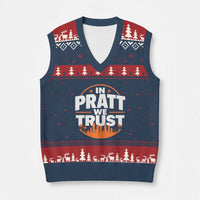 In Pratt We Trust Los Angeles Skyline Graphic V-Neck Knit Sweater Vest Patriotic LA City California Pride Local Leadership
