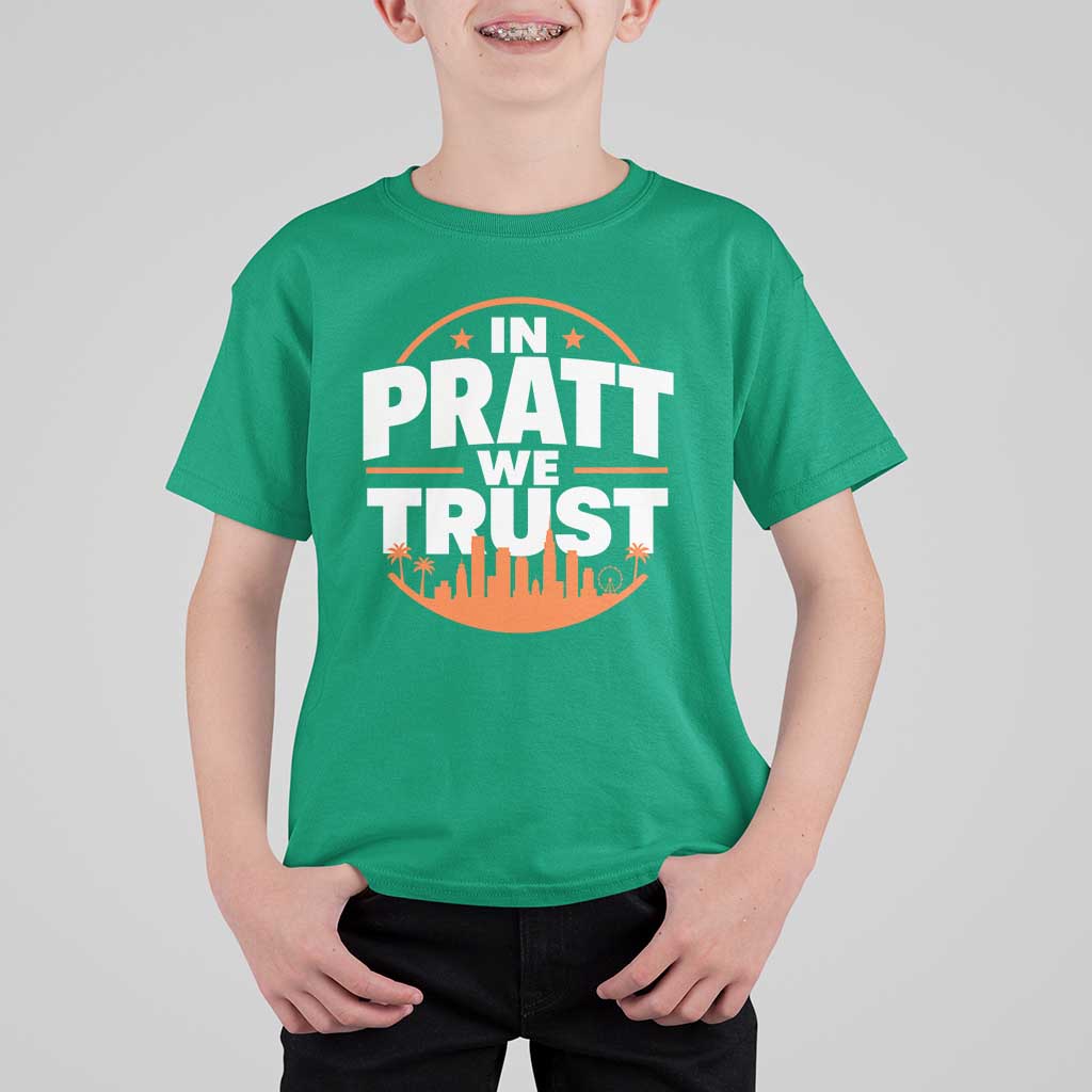 In Pratt We Trust Los Angeles Skyline Graphic T Shirt For Kid Patriotic LA City California Pride Local Leadership