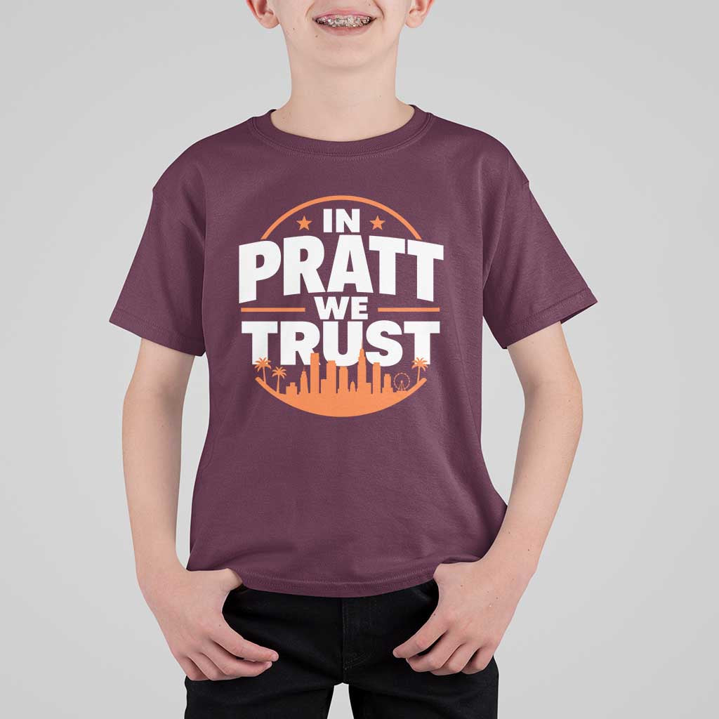 In Pratt We Trust Los Angeles Skyline Graphic T Shirt For Kid Patriotic LA City California Pride Local Leadership