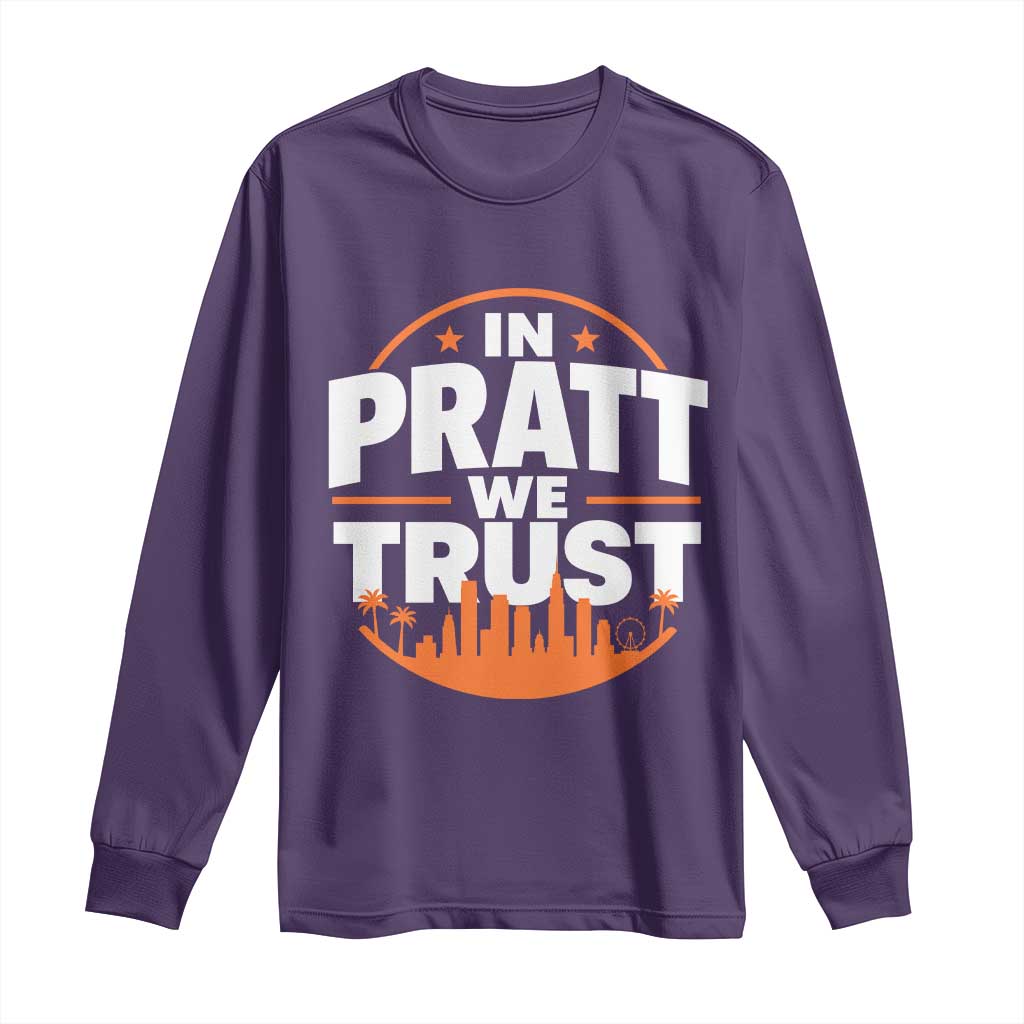 In Pratt We Trust Los Angeles Skyline Graphic Long Sleeve Shirt Patriotic LA City California Pride Local Leadership