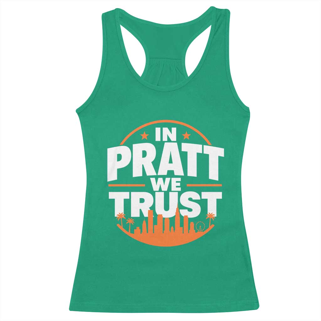 In Pratt We Trust Los Angeles Skyline Graphic Racerback Tank Top Patriotic LA City California Pride Local Leadership
