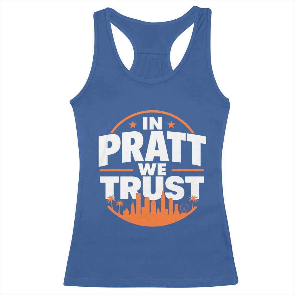 In Pratt We Trust Los Angeles Skyline Graphic Racerback Tank Top Patriotic LA City California Pride Local Leadership