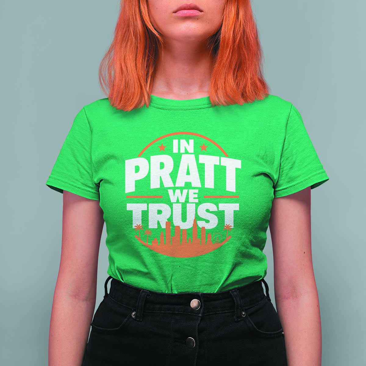 In Pratt We Trust Los Angeles Skyline Graphic T Shirt For Women Patriotic LA City California Pride Local Leadership