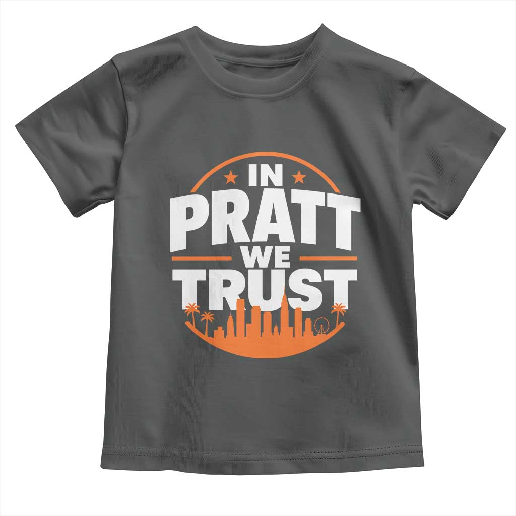 In Pratt We Trust Los Angeles Skyline Graphic Toddler T Shirt Patriotic LA City California Pride Local Leadership