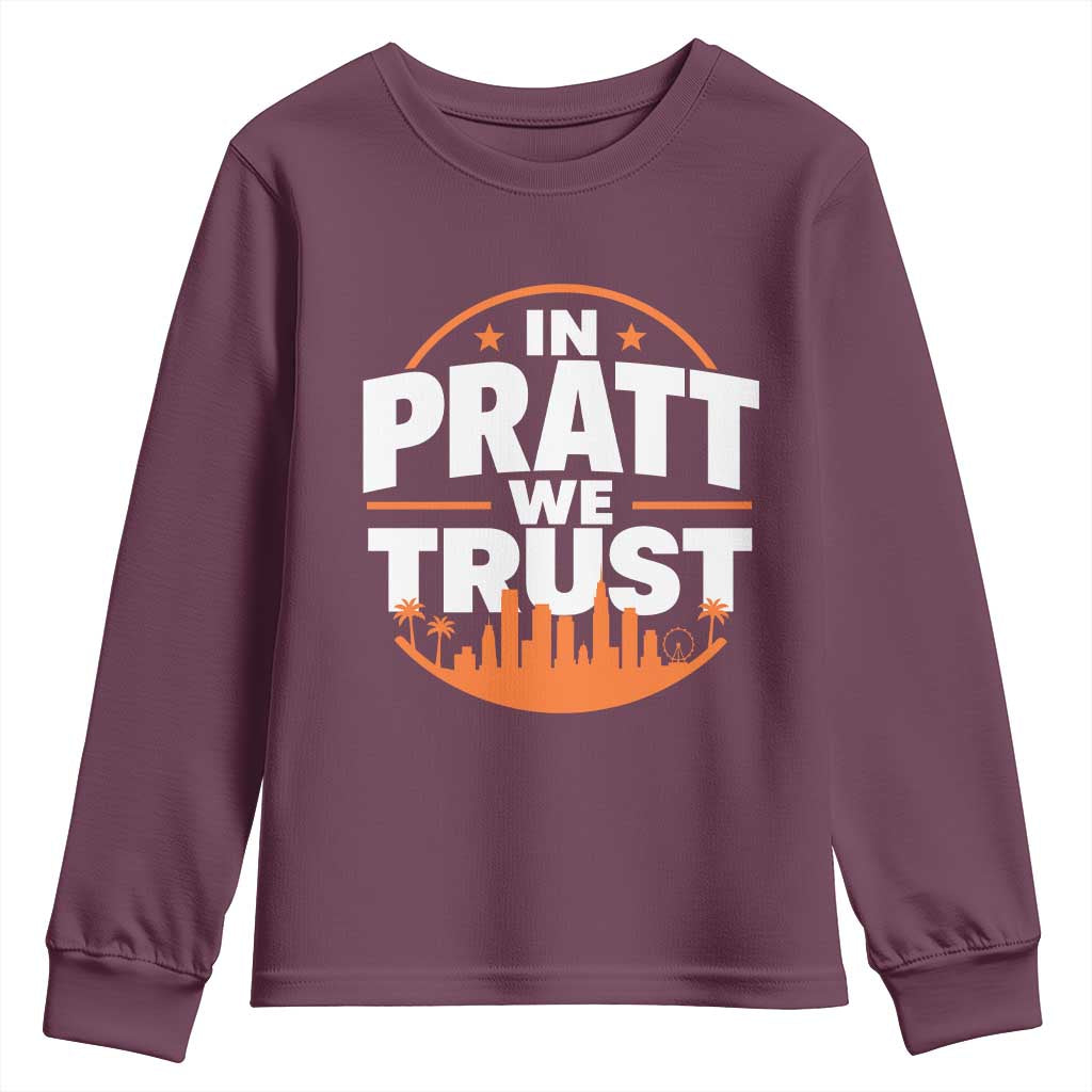 In Pratt We Trust Los Angeles Skyline Graphic Youth Sweatshirt Patriotic LA City California Pride Local Leadership