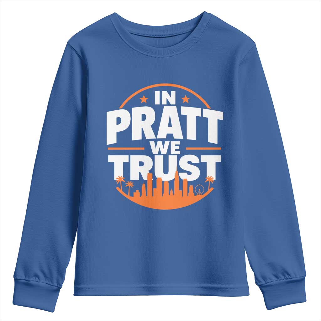 In Pratt We Trust Los Angeles Skyline Graphic Youth Sweatshirt Patriotic LA City California Pride Local Leadership