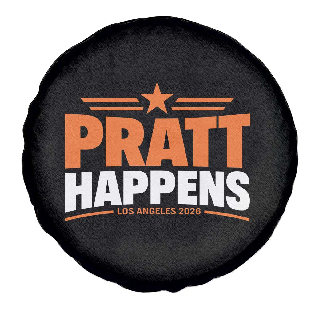 Pratt Happens Los Angeles 2026 Spare Tire Cover Funny Political Patriotic LA City California Pride Leadership