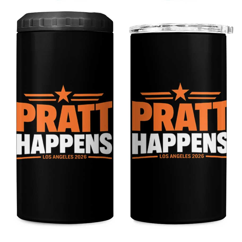 Pratt Happens Los Angeles 2026 4 in 1 Can Cooler Tumbler Funny Political Patriotic LA City California Pride Leadership