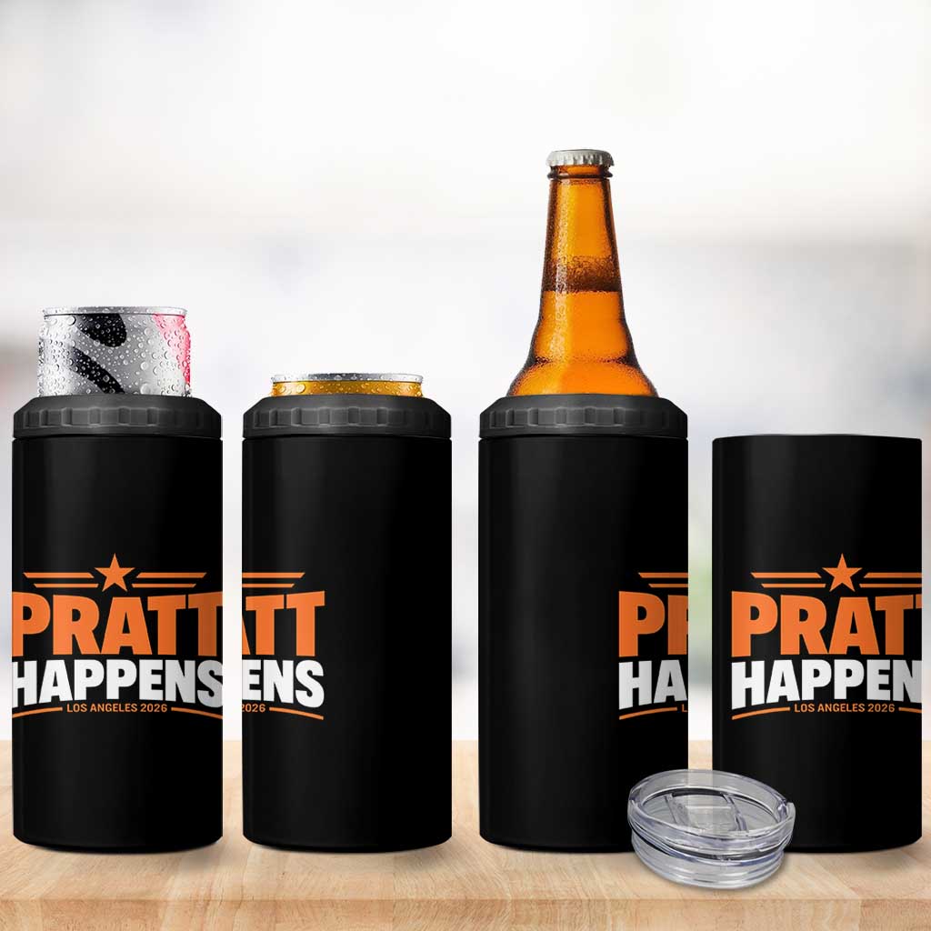 Pratt Happens Los Angeles 2026 4 in 1 Can Cooler Tumbler Funny Political Patriotic LA City California Pride Leadership