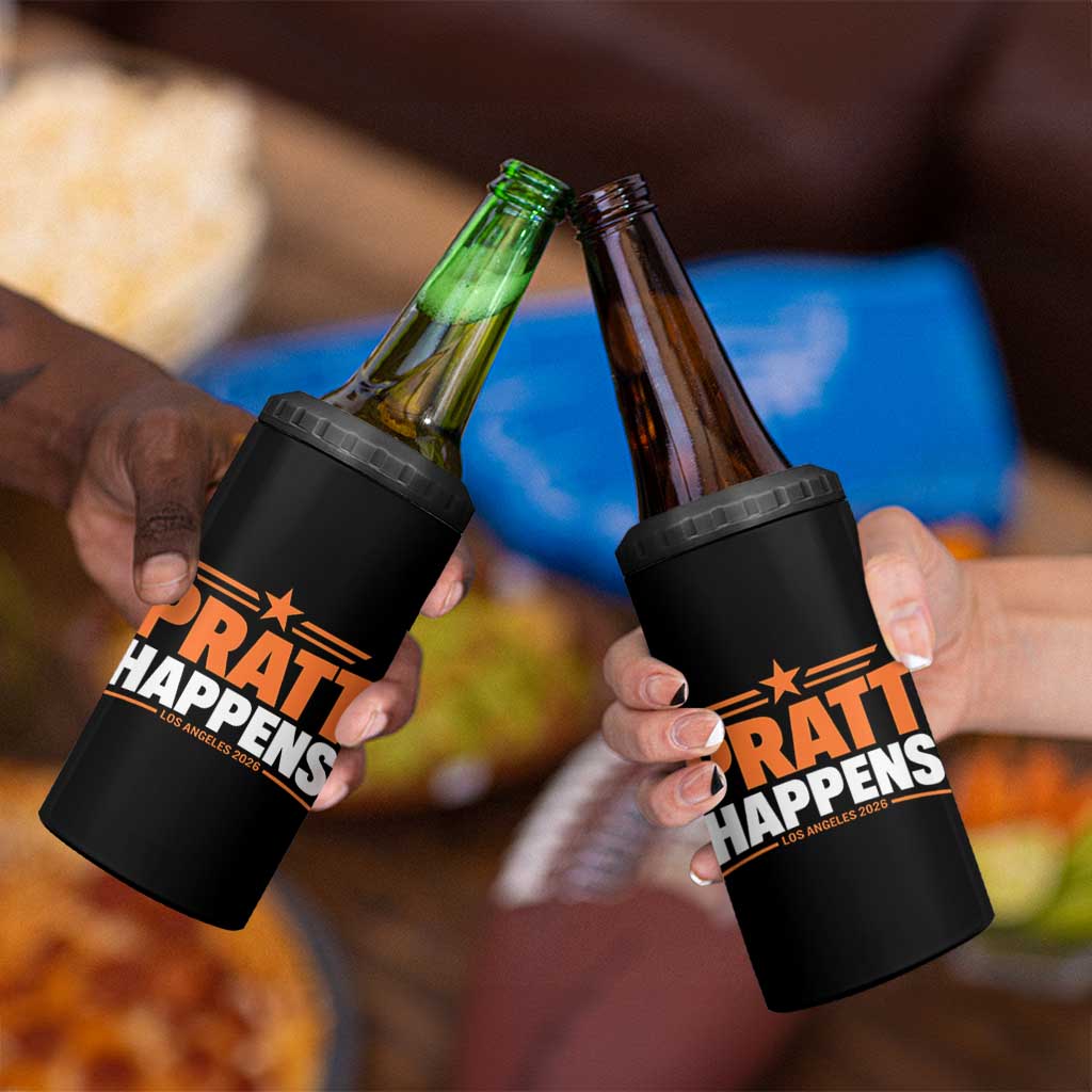 Pratt Happens Los Angeles 2026 4 in 1 Can Cooler Tumbler Funny Political Patriotic LA City California Pride Leadership